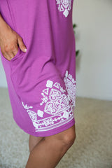 Orchid Damask Boho Dress