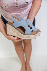 Freddie Wedges in Denim