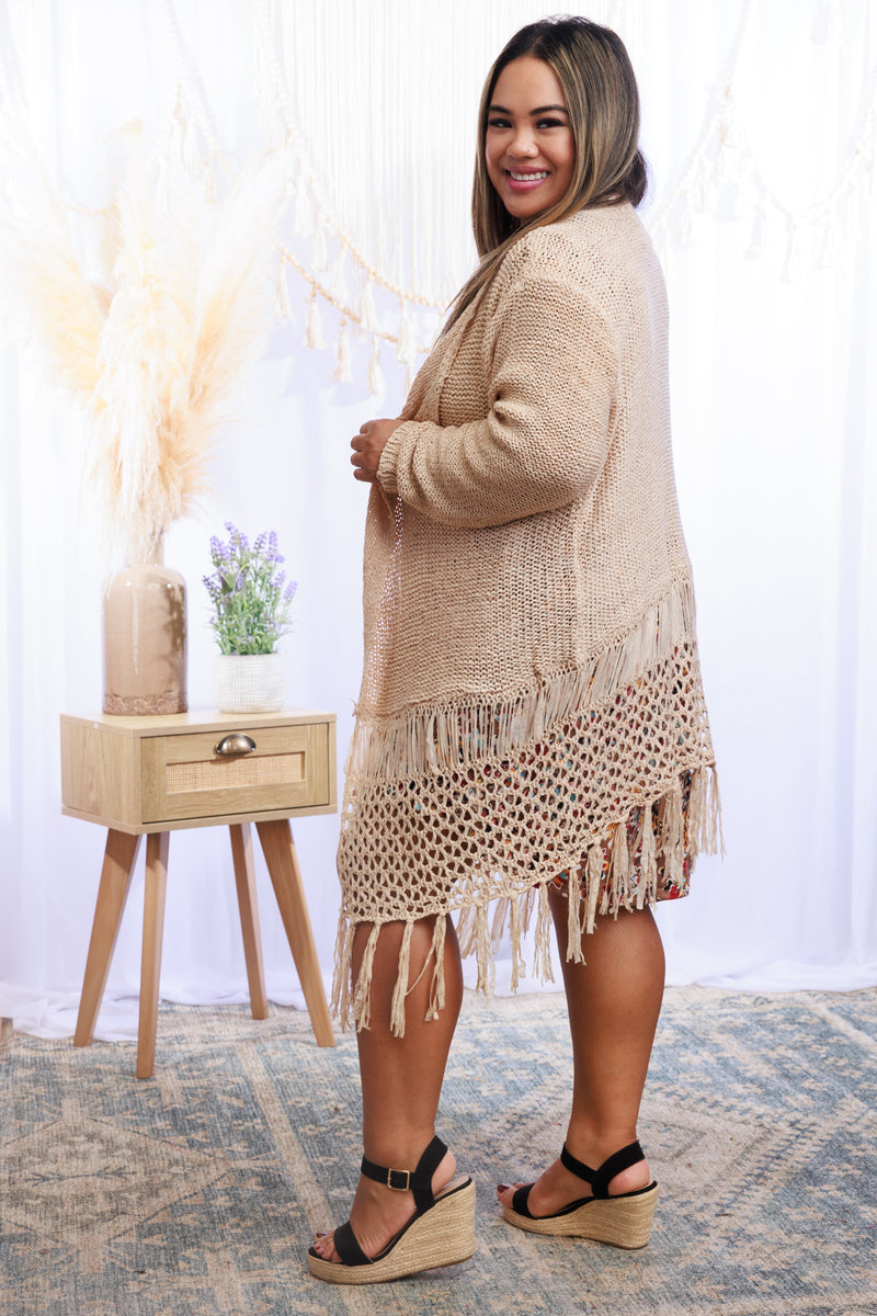 Tiana Fringed Cardigan - Cream