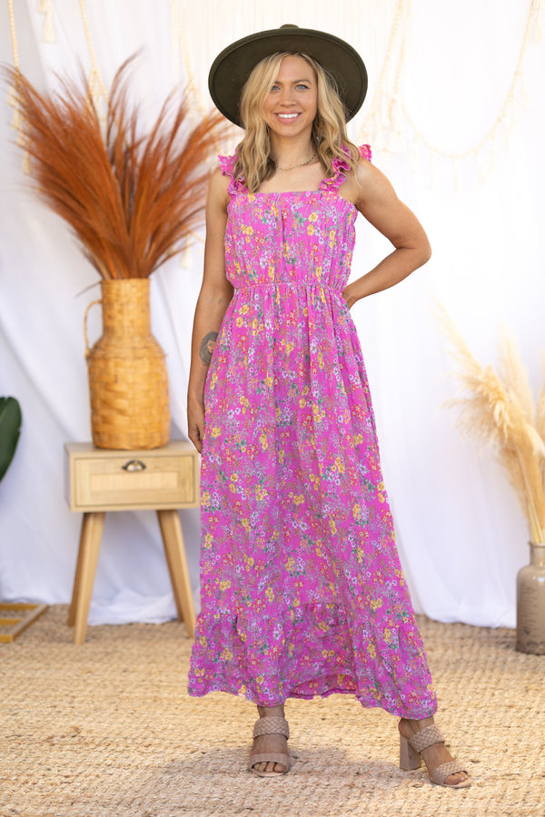 Vivacity Pink Floral Maxi Dress