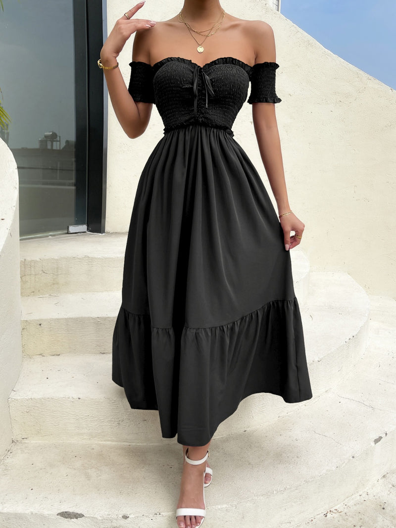 Vienna Off-Shoulder Smocked Midi Dress