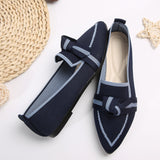 Bow Contrast Trim Point Toe Loafers | 5 Colors