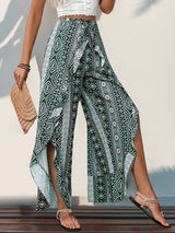 Chantel Slit Ruffled Boho Wide Leg Pants