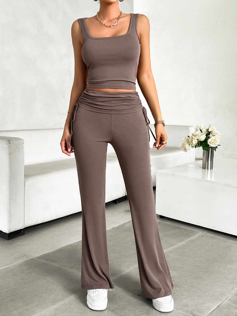 Square Neck Tank and Drawstring Pants Set | 4 Colors