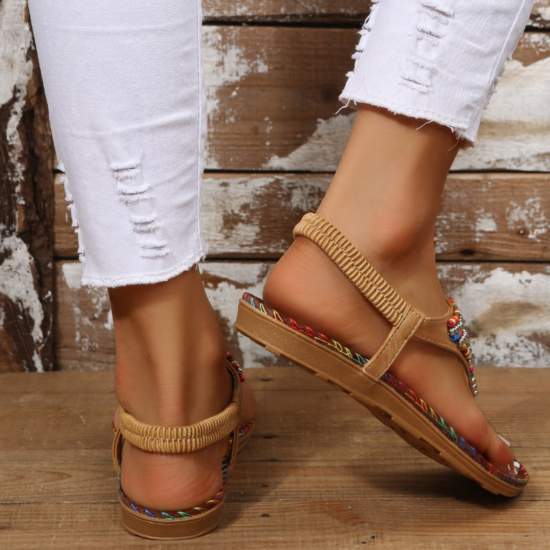 Boho Beaded Vegan Leather Sandals