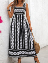 Trina Boho Smocked Square Neck Dress