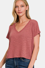 Rosie Burnout Knit V-Neck Top