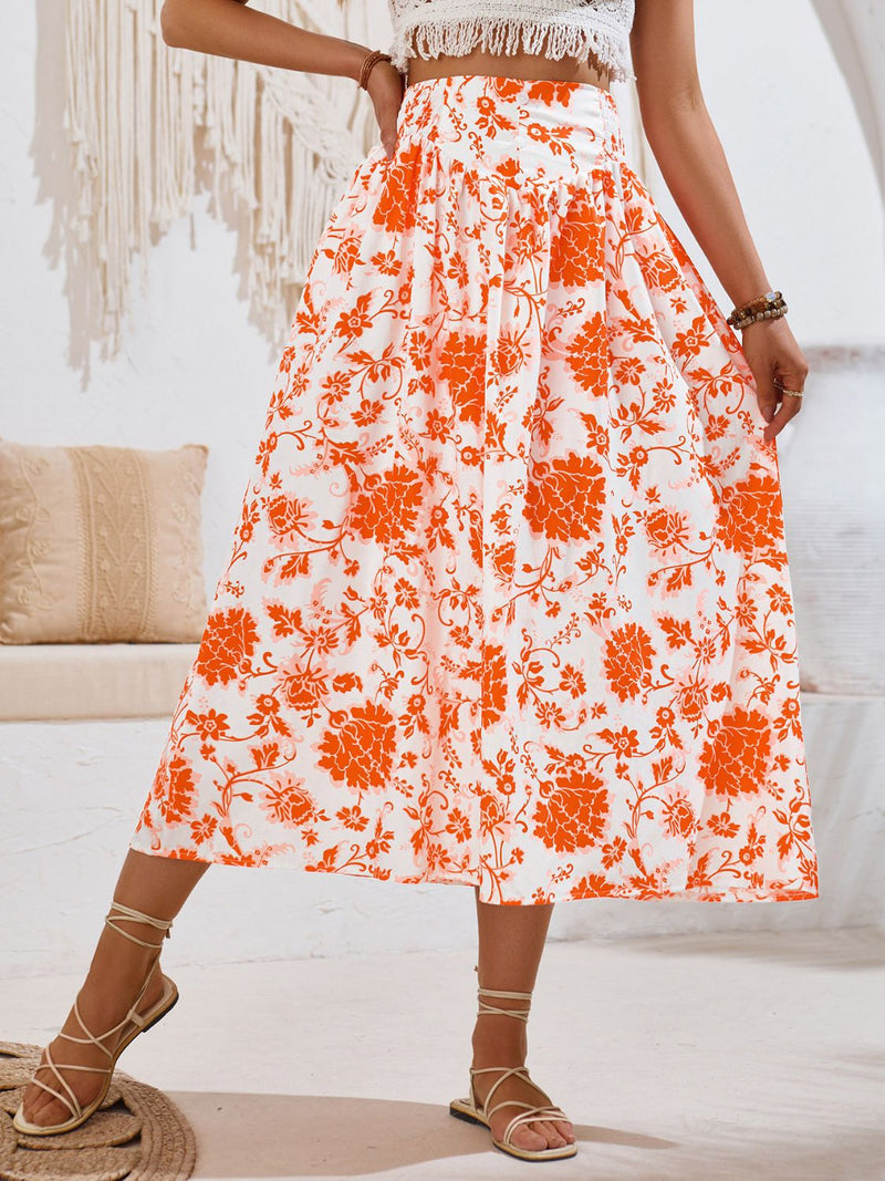 Floral Smocked Waist Midi Skirt | 3 Colors