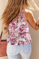 Santorini Floral Peplum Tank