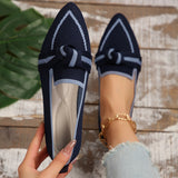 Bow Contrast Trim Point Toe Loafers | 5 Colors