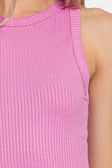 Bright Mauve Ribbed Crew Neck Tank