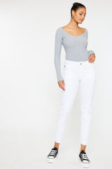 Kancan White Solid Mid Rise Skinny Jeans