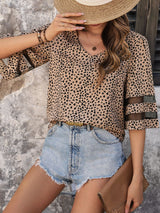 Naturally Spotted Mesh Sleeve Detail Blouse