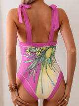 Printed Tie Shoulder Swimwear and Skirt Set - 3 Colors