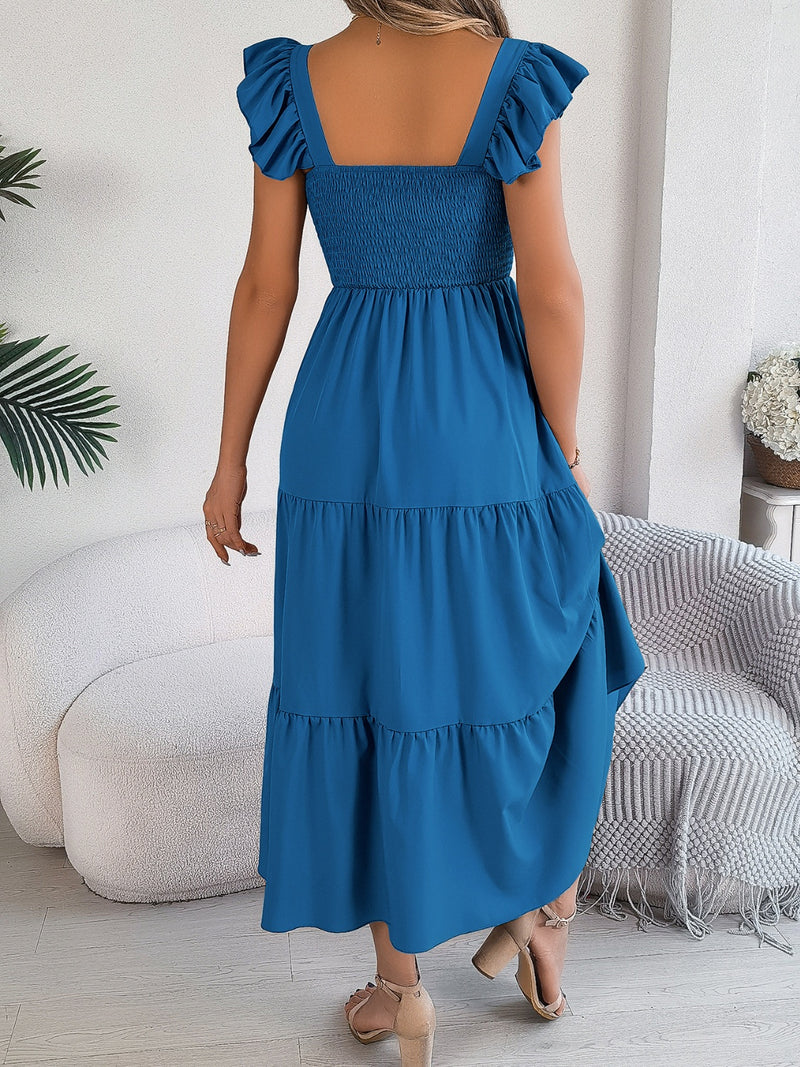 Smocked Square Neck Cap Sleeve Midi Dress | 5 Colors