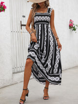 Trina Boho Smocked Square Neck Dress