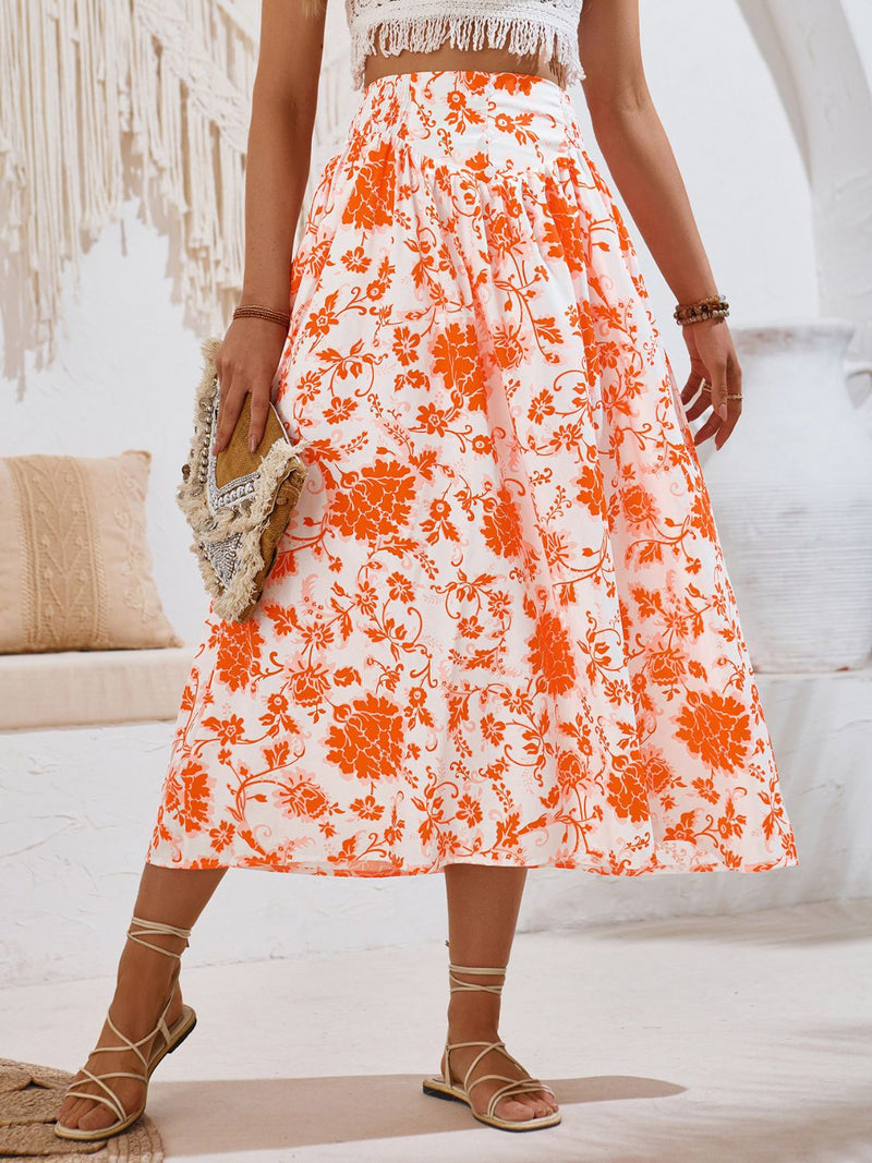 Floral Smocked Waist Midi Skirt | 3 Colors