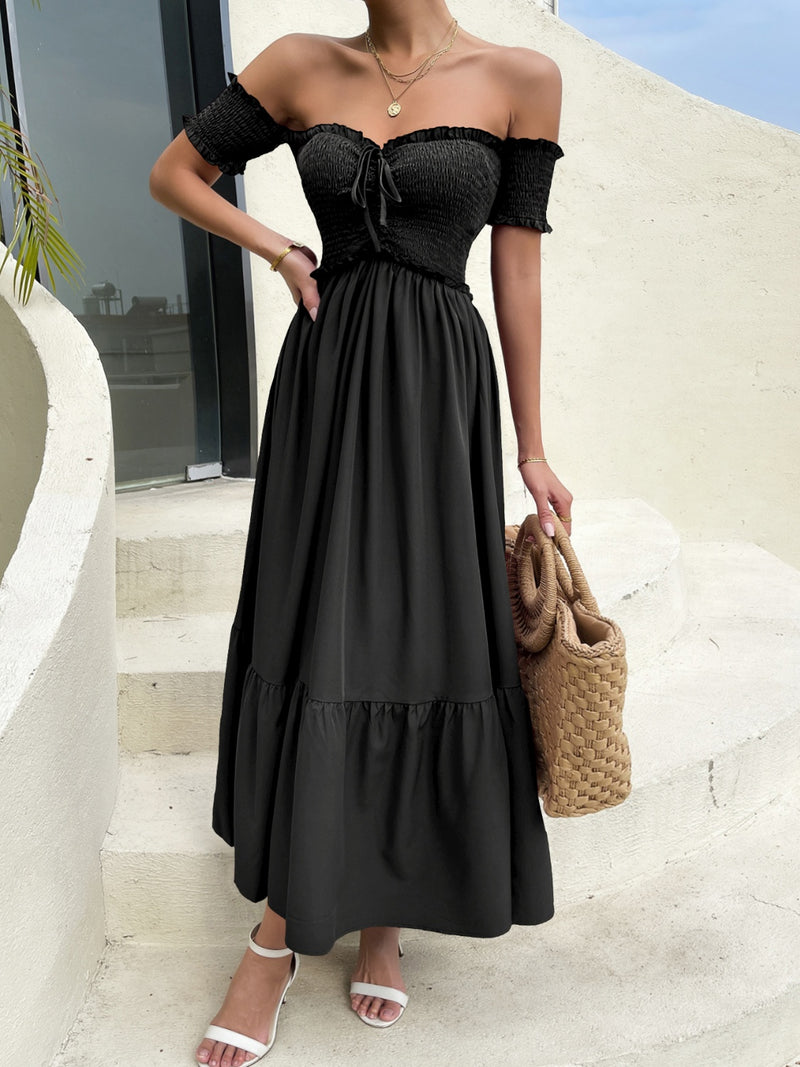 Vienna Off-Shoulder Smocked Midi Dress