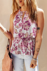 Santorini Floral Peplum Tank