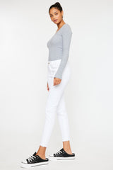 Kancan White Solid Mid Rise Skinny Jeans