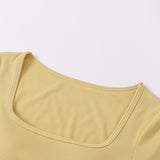 Built-In-Bra Ribbed Square Neck Tee | 5 Colors