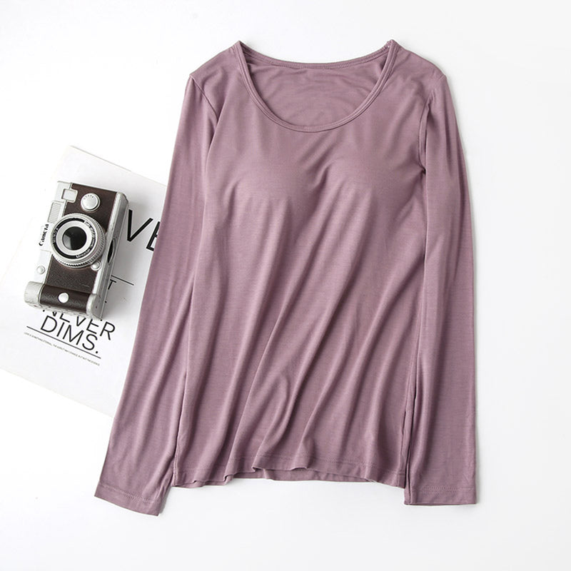 Ultra Soft Built-in-Bra Long Sleeve Top | 6 Colors