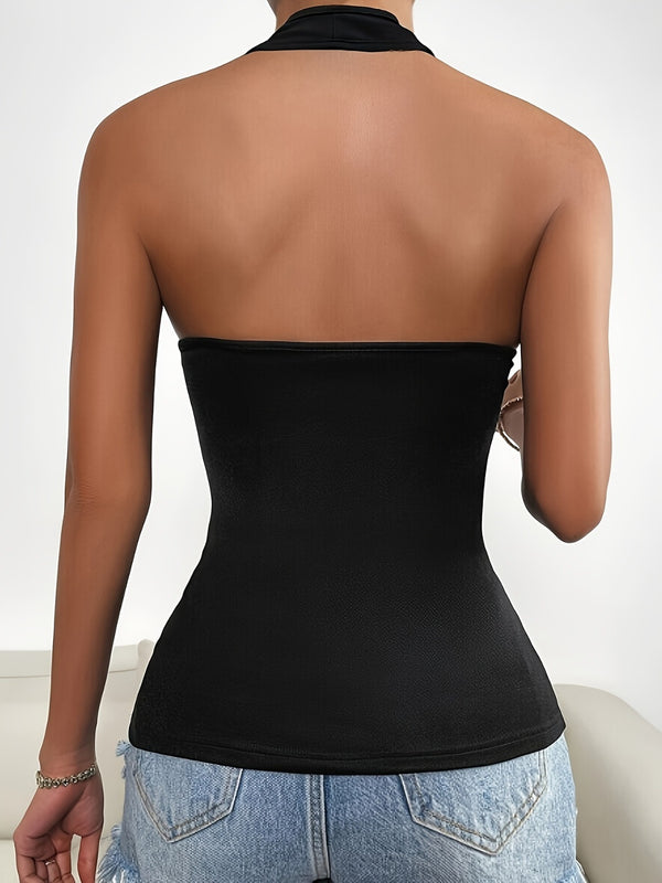 Half Zip Halter Tank