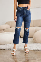 Tummy Control Dark Distressed Jeans - RFM