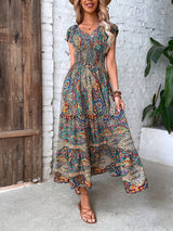 Imagine Smocked Printed Boho Dress