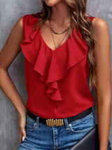 Silky Ruffled Sleeveless Blouse | 4 Colors