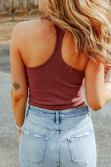 Ribbed High Neck Racerback Tank | 2 Colors