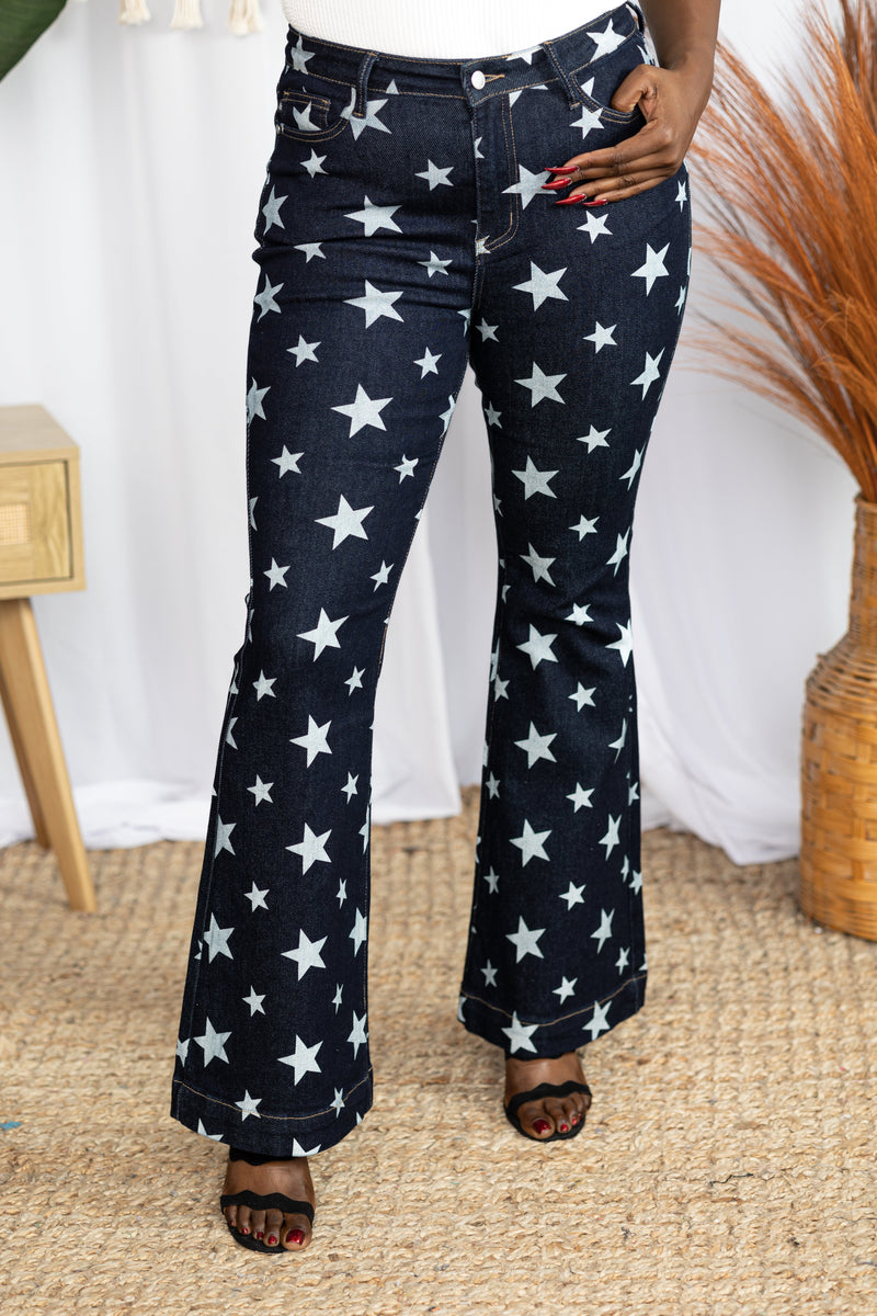 Jude Blue Starry Night Wide Leg Jeans