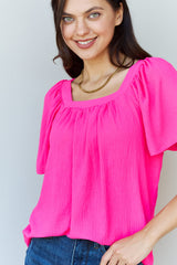 SALE! Fuchsia Square Neck Blouse