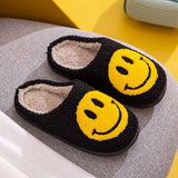 Smiley Face Slippers - Black