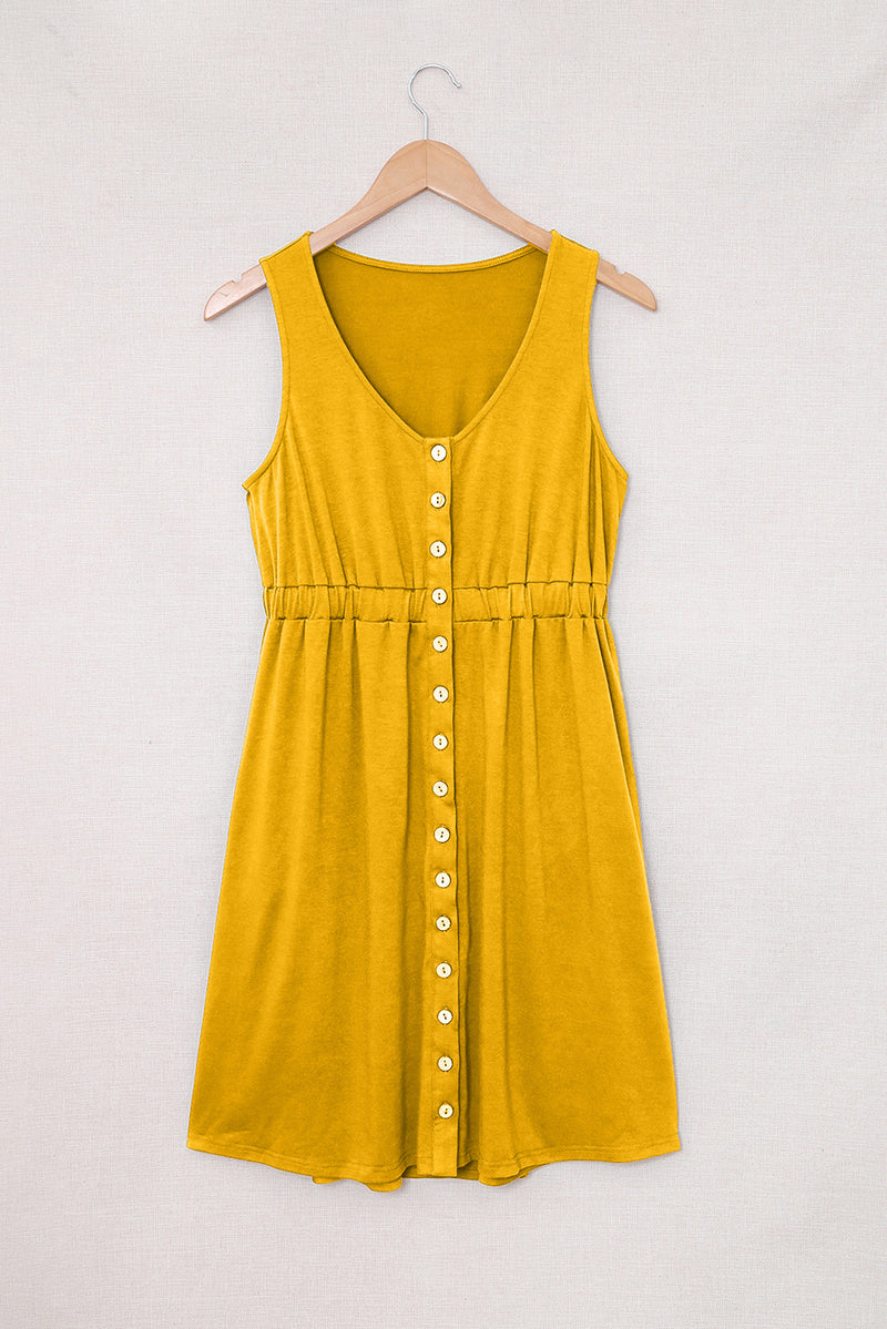 Sleeveless Button Detail Pocket Mini Dress | 5 COLORS!