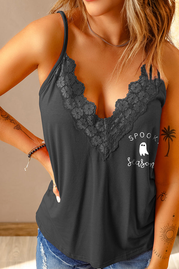 Lace Trim SPOOKY SEASON Graphic Tank