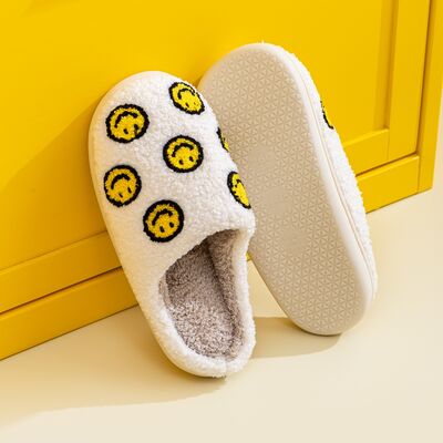 Smiley Face Slippers - White Multi