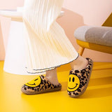 Smiley Face Slippers - Leopard