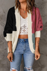 Campbell Cozy Color Block Cable-Knit Batwing Sleeve Cardigan | 4 Colors