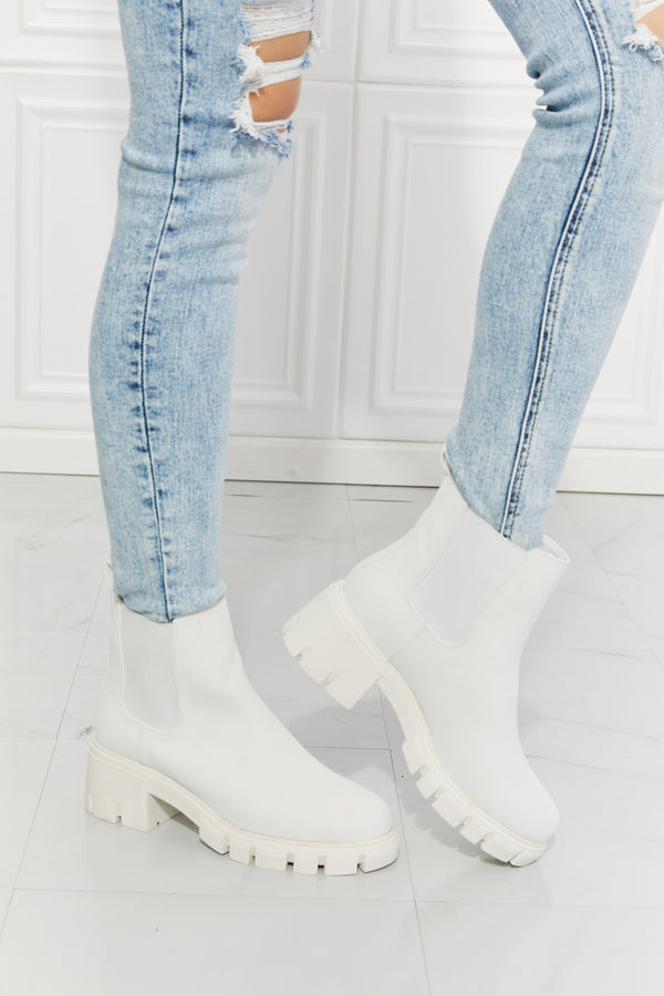 Chelsea Lug Booties in White