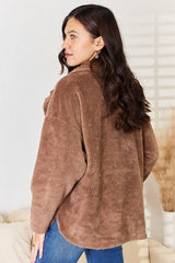 Double Breasted Fuzzy Soft Pocket Coat