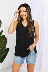 SALE! Blumin Apparel Ribbed V-Neck Tank in Black