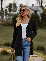 Fresh Feeling Ribbed Button-Up Pocket Cardigan | 7 Colors