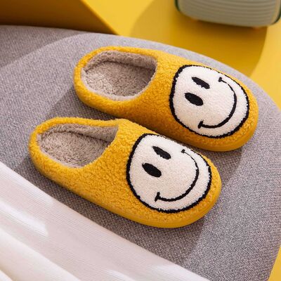 Smiley Face Slippers - Yellow