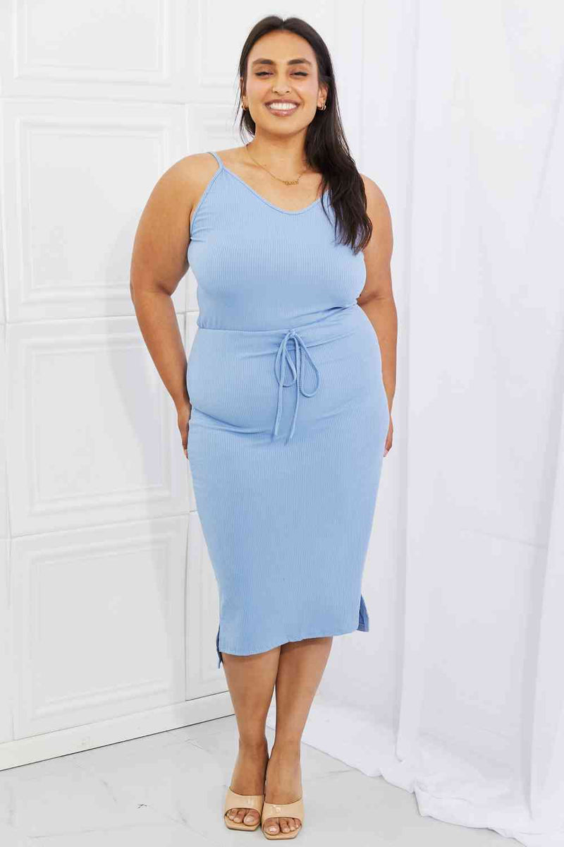 SALE! Capella Ribbed Front Tie Midi Dress