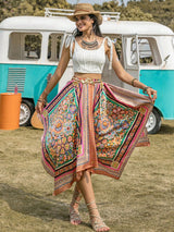 Silky Serenade Boho Handkerchief Hem Skirt