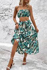 Isles of Paradise Cropped Tank and Tiered Skirt Set