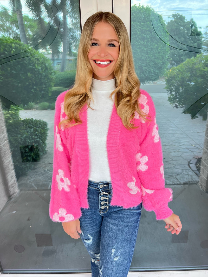 Retro Floral Fuzzy Cardigan | 5 Colors