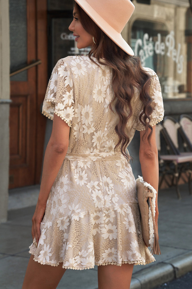 Stunning Floral Lace Flutter Sleeve Dress | 3 Colors