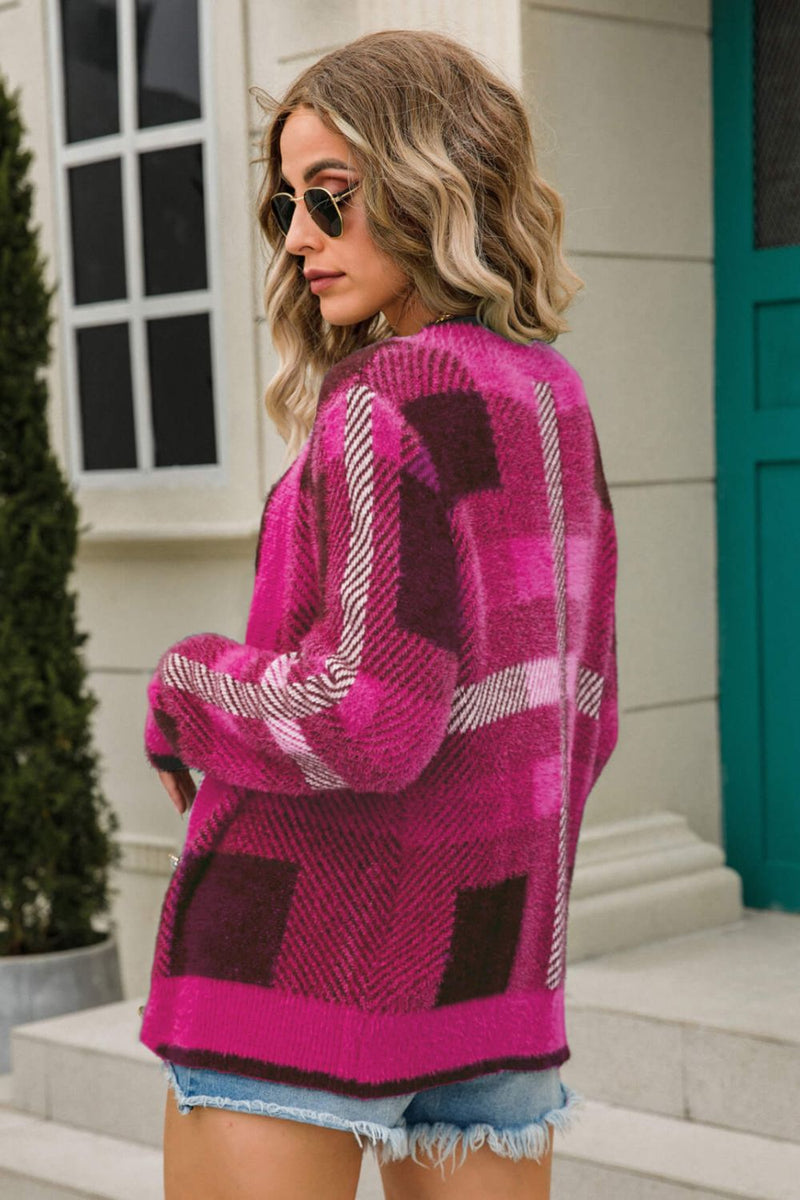 Ultra Soft Plaid Button-Front Fuzzy Cardigan | 3 COLORS